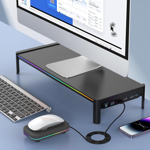 Mouse Jiggler for Laptops, PC Undetectable Mouse Mover Pad Moves Randomly with RGB ON/Off Interval Timer,USB-C Automatic Simulator Shaker, Keeps C...