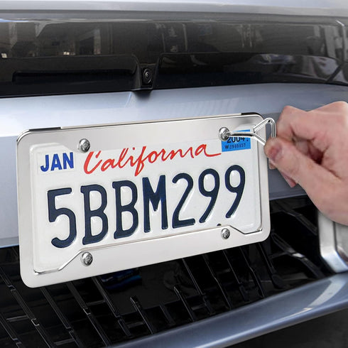 2 Pcs 4 Holes Stainless Steel License Plate Frame?Car License Plate Holder Bracket with Mount Hardware ?Screw? Caps Cover Set Car Accessories...