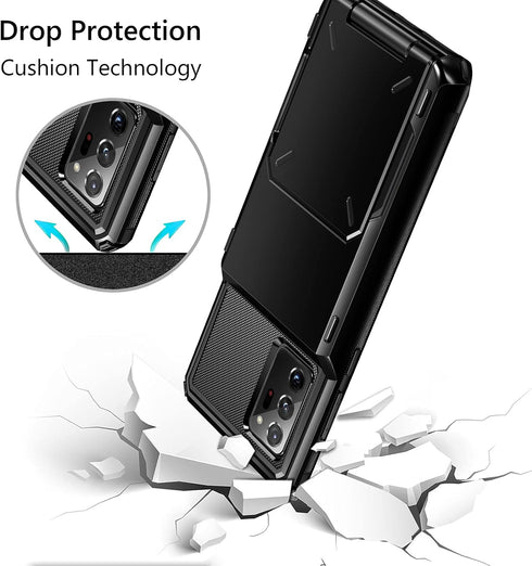 Vofolen for Galaxy Note 20 Ultra Case Card Holder Wallet 4-Card Flip Cover Credit Slot Back Pocket Men Dual Layer Protective Hybrid Hard Shell Bum...