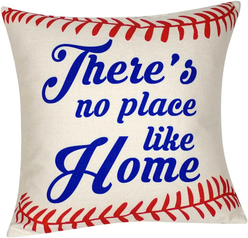 Baseball Pillow Theres No Place Like Home Throw Pillow Cover, Decorative Throw Pillow Case Square 18X18 Inches (No Place Like Home)...