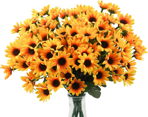 Uieke 6 Bundles Sunflowers Artificial Flowers Daisy Mums Fake Flowers Outdoor UV Resistant No Fade Fall Flowers 24 Stems Greenery Shrubs Indoor Ou...