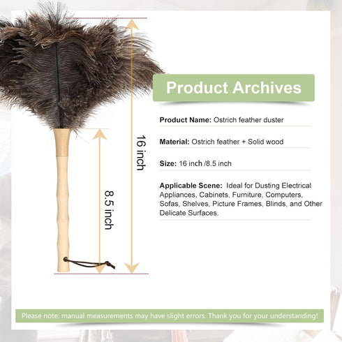 Ostrich Feather Duster, 16-Inch, 2-Pack, Reusable Design for Effortless Cleaning of Delicate Items, Antiques, Electronics, and More – Ideal for Ho...