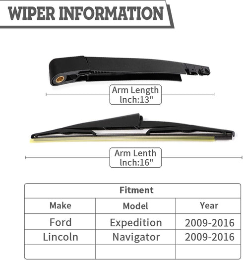 Rear Wiper Arm Blade Nut Set Replacement for Ford Expedition Lincoln Navigator 2009-2016,Rear Wiper Cover Accessories Assembly, Wiper Cap Set for ...
