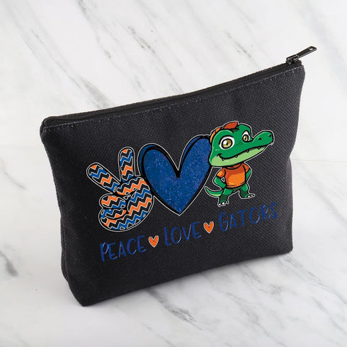 Gators Lover Gift Peace Love Gators Makeup Bag Florida Football Fan Gift Gators Girl Gift College Sport Merch (Gators Black)...