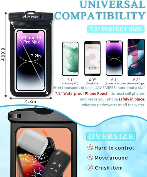 Universal Waterproof Phone Pouch 3 Pack, IPX8 Phone Water Protector Pouch Case Bag Lanyard Compatible iPhone 14 13 12 Pro Max Samsung Galaxy S22, ...