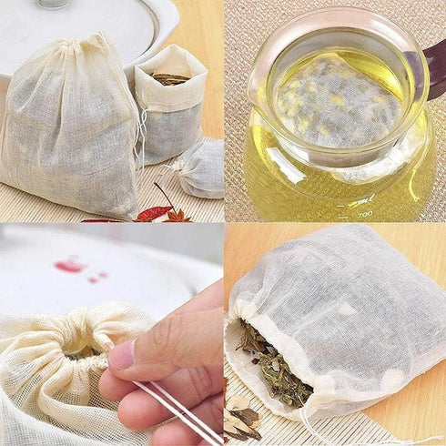 AKOAK 20 Pcs 4 x 3 Inches Muslin Drawstring Bags,Natural Unbleached Cotton Spice/Tea/Herbs Bags...