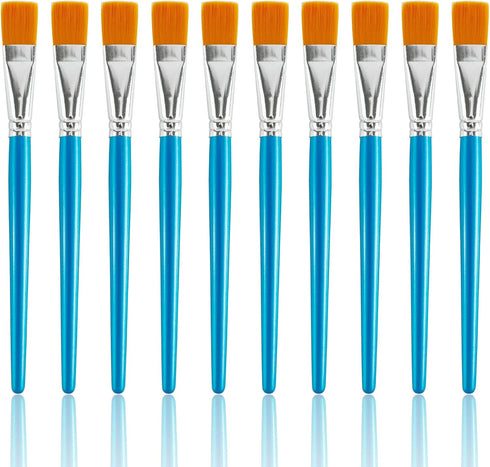 10 Pieces 3/4 Inch Flat Paint Brushes, Watercolor Paint Brush for Acrylic Painting, Synthetic Nylon Paint Brushes with Wooden Handle, Artist Craft...