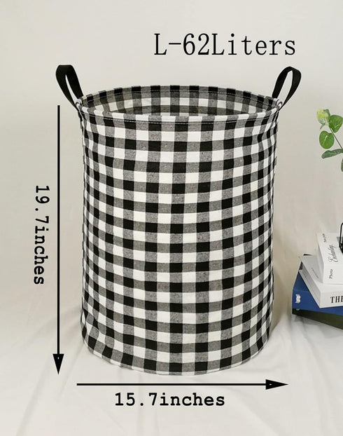 KUNRO Large Sized Storage Basket Waterproof Coating Organizer Bin Laundry Hamper for Nursery Clothes Toys (Black grid)...