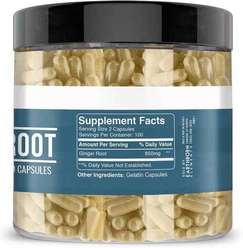 Earthborn Elements Ginger Root (200 Capsules) Pure & Undiluted, No Additives...