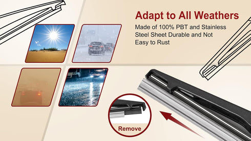 OTUAYAUTO Rear Windshield Wiper Blades - 11" Car Back Window Wiper - Replacement for Chevy HHR, Hyundai Accent, Jeep Grand Cherokee, Kia Rio Soren...