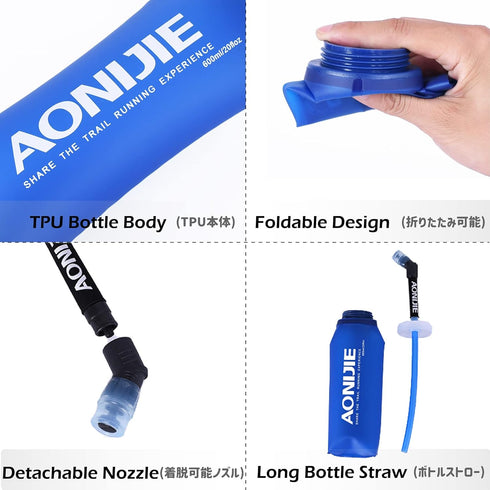 Azarxis Hydration Soft Flask 350ml 600 ml Running Water Bottle 2 Pack for Running Hiking Cycling (350ml - 2 Pack)...