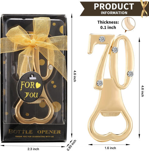 12 Pack 70th Birthday Bottle Opener for 70th Birthday Party Favors 70 Wedding Anniversaries Souvenirs Favors Gifts Decorations (12, 70th)...