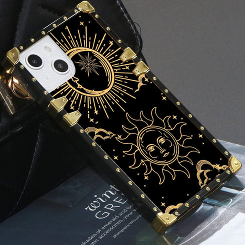 MIZEHAI Case for iPhone 13 Design Sun and Moon Pattern Protective Retro Elegant Square Slim Shockproof TPU Mobile Phone Case......