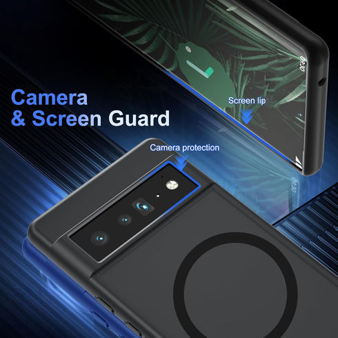 Magnetic Case for Google Pixel 6 Pro 5G, Compatible with Mag Safe Wireless Charger, Translucent Frosted Matte Back Slim Fit Shockproof Case for Pi...
