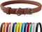 CollarDirect Rolled Leather Dog Collar, Soft Padded Round Puppy Collar, Handmade Genuine Leather Collar Dog Small Large Cat Collars 13 Colors (18-...
