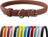 CollarDirect Rolled Leather Dog Collar, Soft Padded Round Puppy Collar, Handmade Genuine Leather Collar Dog Small Large Cat Collars 13 Colors (18-...