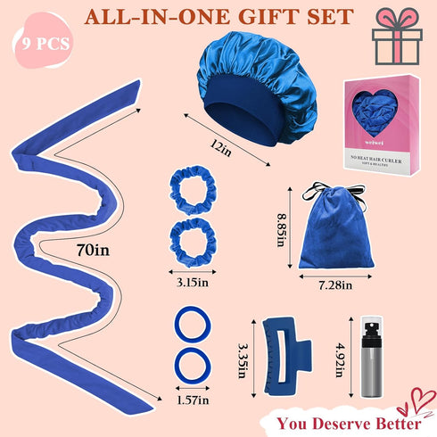 weiwei No Heat Curlers, Overnight Curls No Heat Curling Headband Soft Hair Curler Rollers to Sleep In, 70 Inches Non Heat Hair Wrap Curling Rod Ri...