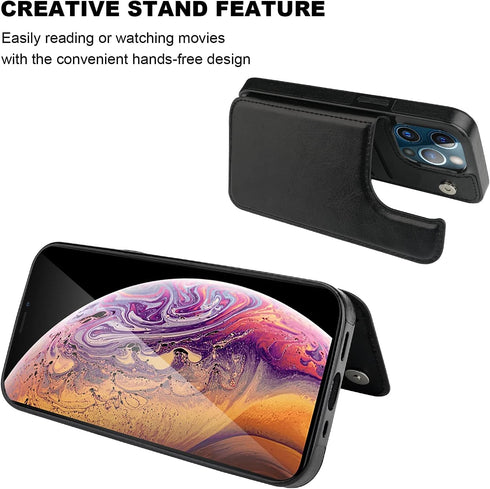 Compatible with iPhone 13 Pro Wallet Case with Card Holder, PU Leather Kickstand Card Slots Case, Double Magnetic Clasp Durable Shockproof Cover 6...