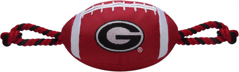 Pets First NCAA GEORGIA BULLDOGS Football Dog Toy, Tough Quality Nylon Materials, Strong Pull Ropes, inner SQUEAKER, Collegiate Team Color...