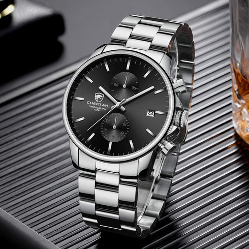GOLDEN HOUR Fashion Business Mens Watches with Stainless Steel Waterproof Chronograph Quartz Watch for Men, Auto Date...