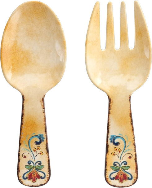 Supreme Housewares 2-Piece 10.75 Inch Melamine Salad Server Serving Utensil Set Includes Salad Spoon and Salad Fork (Tuscany)...