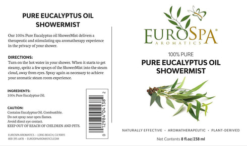 EuroSpa Aromatics Pure Eucalyptus Oil ShowerMist and Steam Room Spray, All-Natural Premium Aromatherapy Essential Oils - Variety Pack, 2 oz...
