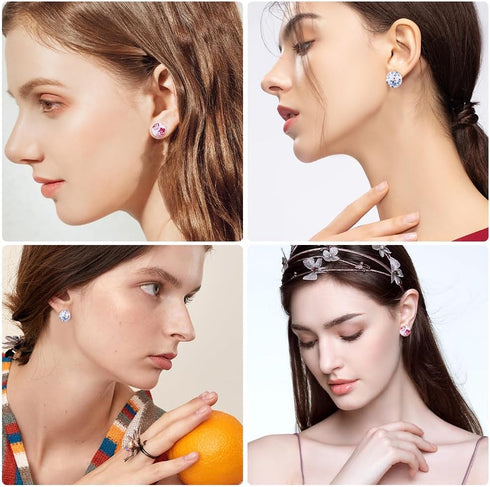 WEBEEDY 50 Set Stud Earring Kit DIY Craft Covered Button Kit with Tools Self Cover Buttons Earring DIY Kit Include 100 Stainless Steel Blank Stud ...