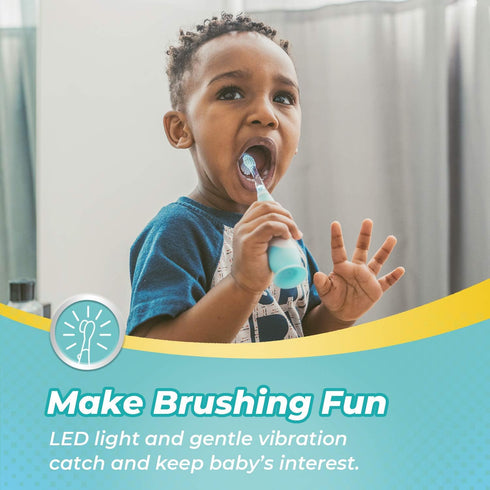 Papablic Toddler Sonic Electric Toothbrush for Ages 1-3 Years, Baby Electric Toothbrush with Cute Dino Cover and Smart LED Timer, 4 Brush Heads (D...