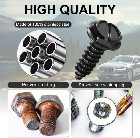 LivTee Rustproof License Plate Screws for Securing License Plates Frames and Covers on Cars and Trucks, 4 Sets Premium Stainless Steel Self Tappin...