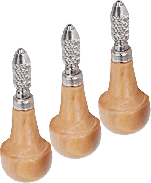3 Set Pin Vise Chuck, Wooden Handle Pin Vise Set Chuck Pin Tong Vise Jewelry Production Making Tool...