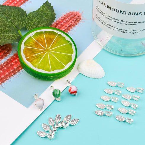 200pcs Glue on Bails Pendants Spoon Oval Shape Glue-on Earring Bails with a Box Jewelry Making Accessories for DIY Necklace Bracelet Crafts Handma...