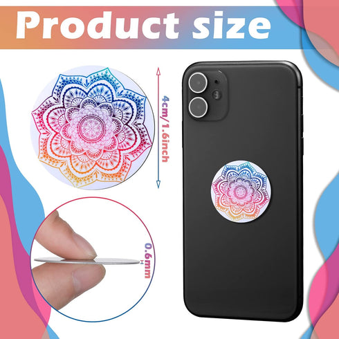 Weewooday 18 Pcs Magnetic Phone Plates Car Metal Plate Mandala Flower Round Mount Holder with Adhesive for Phone Magnet, Magnetic Car Mounts Repla...