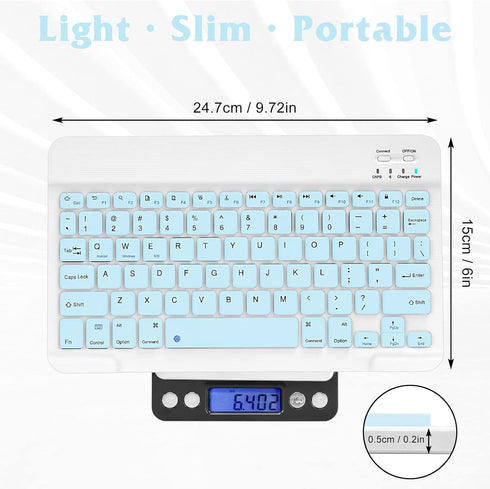 Rechargeable Bluetooth Keyboard and Mouse Combo Ultra Slim Full-Size Keyboard and Ergonomic Mouse for Samsung Galaxy Tab A8 10.5 (2021) and All Bl...