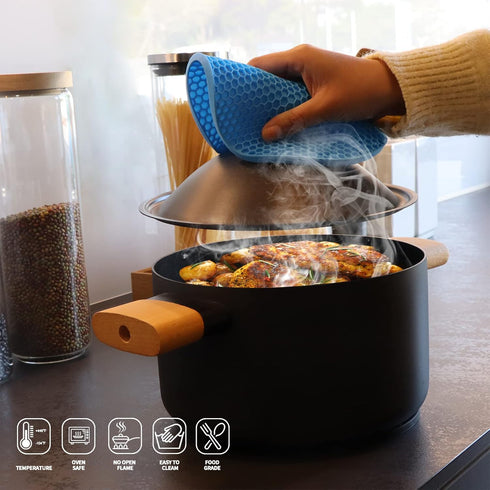 Coomin Silicone Trivets for Hot Dishes - 4 Heat Resistant Mats for Countertops, Multipurpose Non-Slip Hot Pads for Kitchen Potholders, Jar Opener,...