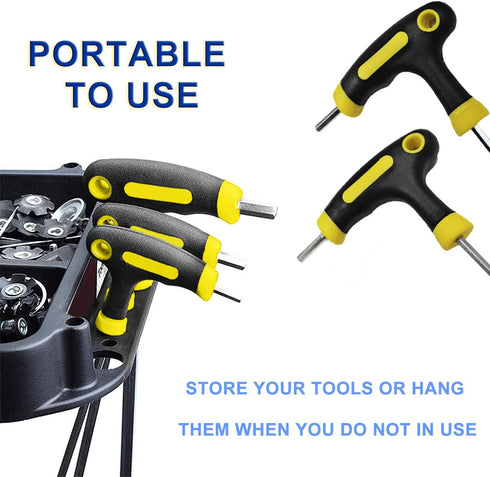 JONMON Bike Hex Key Allen Wrenches Set - 2.5/3/4/5/6mm Bicycle T-handle Long Arm Hex Key with Ball End Screwdriver Hand Tool for Bike Pedal Handle...