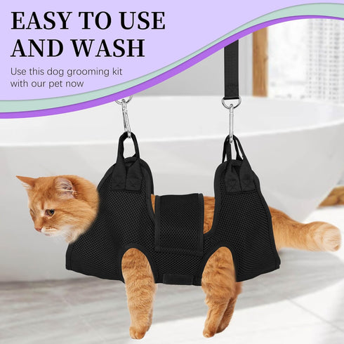 Cat Grooming Hammock Pet Hammock Cat Nail Clipper Hammock for Nail Trimming Dog Sling for Nail Clipping Dog Hanging Harness (Black XS)...