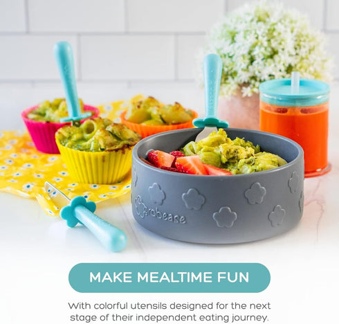 Grabease Toddler Silverware Set Forks Spoons and Knives Set Toddler Utensils Feeding Supplies, BPA and Phthalates-Free, Dishwasher Safe, Teal...