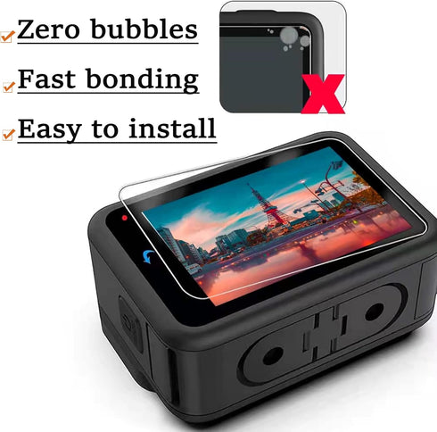 PWireless 6pcs Tempered Glass Screen Protector for GoPro Hero12/11/Hero10/Hero 9 Black+Silicone Sleeve Protective Soft Case with Lanyard+1pcs Lens...