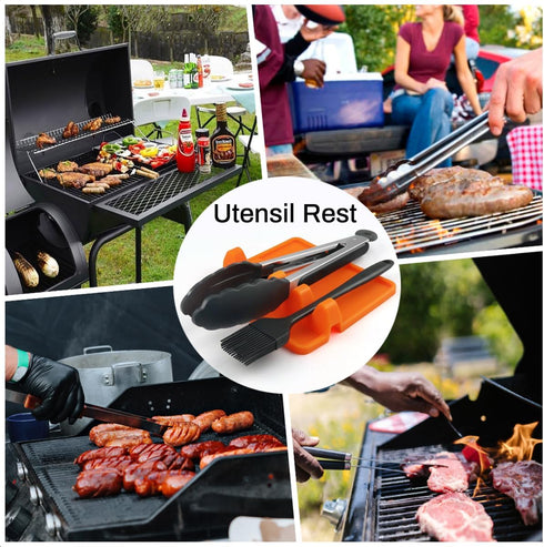 Silicone Griddle Mat Accessories for Blackstone, Spatula Mat with Drip Pad, Side Shelf Mat For Outdoor BBQ Grill Caddy Utensils Rest Spoon Holder ...