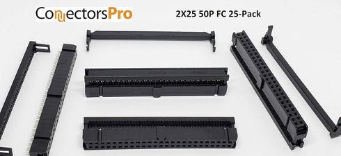 Pc Accessories - Connectors Pro 25-Pack Female 2X25 50P Dual-Row 2.54mm 0.1" IDC Socket for Standard Flat Ribbon Cable, 50 Pins Connectors...