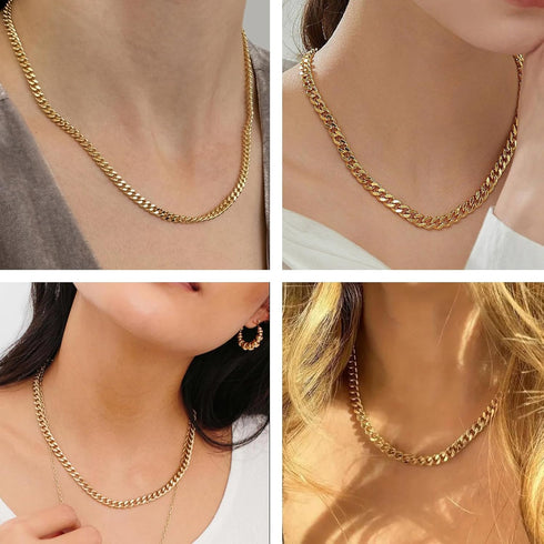 Jabogrii 16.4 Feet Gold Chain for Jewelry Making Stainless Steel Jewelry Making Chains Curb Cuban DIY Necklace Bracelet Flat Chain Findings...