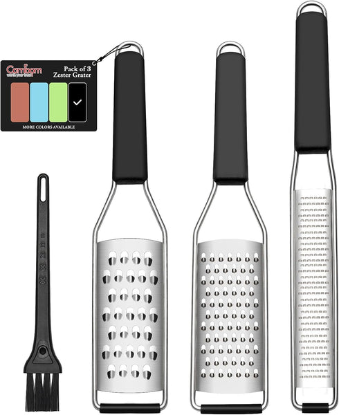 Cambom Lemon Zester Grater Three-piece Suit - Heavy Duty Kitchen Tool for Parmesan Cheese, Ginger, Garlic, Nutmeg, Chocolate, Vegetables?Fruits?St...