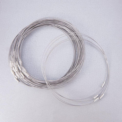 NBEADS 100 Strands Stainless Steel Wire Necklace Cord DIY Jewelry Making, with Brass Screw Clasp, Darkgray, 17.5" x1mm...