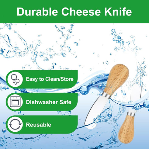 10 Pcs Cheese Spreader Knives, Mini Butter Knife Spreader with Wooden Handle, Stainless Steel Cheese Knife Set for Charcuterie Board, Sandwich, Ap...