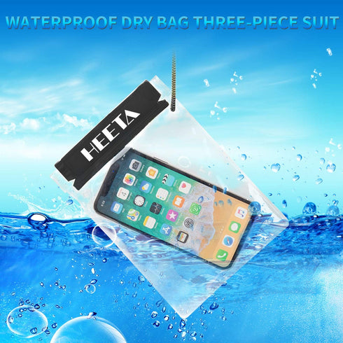 HEETA 5-Pack Clear Waterproof Dry Bag, Water Tight Cases Pouch Dry Bags for Camera Mobile Phone Maps, Kayaking Boating Document Holder (Black)...