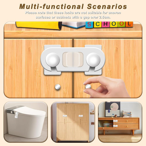 Child Safety Locks (10-Pack) Baby Safety Cabinet Locks - for Cabinets and Drawers, Toilet, Fridge & More. 3M Adhesive Pads. Easy Installation...