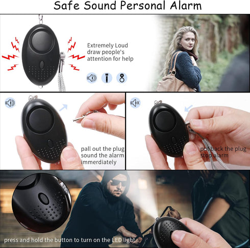 Safety Keychain Full Set for Women, Safety Keychain Set with Personal Alarm, 9 Pcs Protective Keychain Accessories for Women...