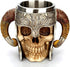 Stainless Steel Skull Mug Viking Drinking Cup Skeleton Resin Beer Stein Tankard Coffee Mug Tea Cup Halloween Bar Drinkware Gift...