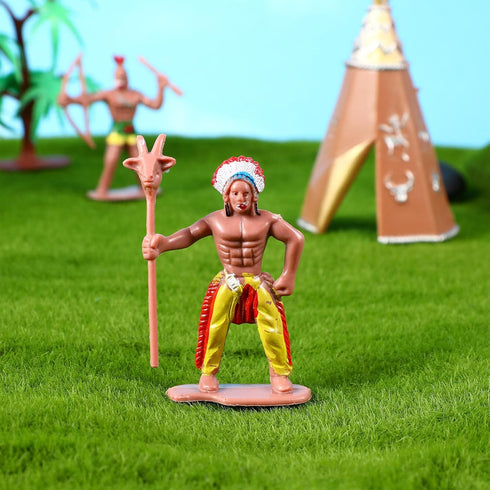 Totority Indians Action Figure Model Playset: 13pcs Native American Figures Decoration Wild West Cowboys Adornments for 15+...