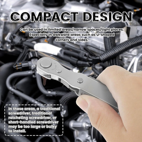 Mini Ratchet Set, 5-Piece 1/4 Ratchet Right Angle Screwdriver, 36-Tooth Bidirectional Ratcheting Wrench Bit Ratchet for Tight Spaces, Hand Tool wi...
